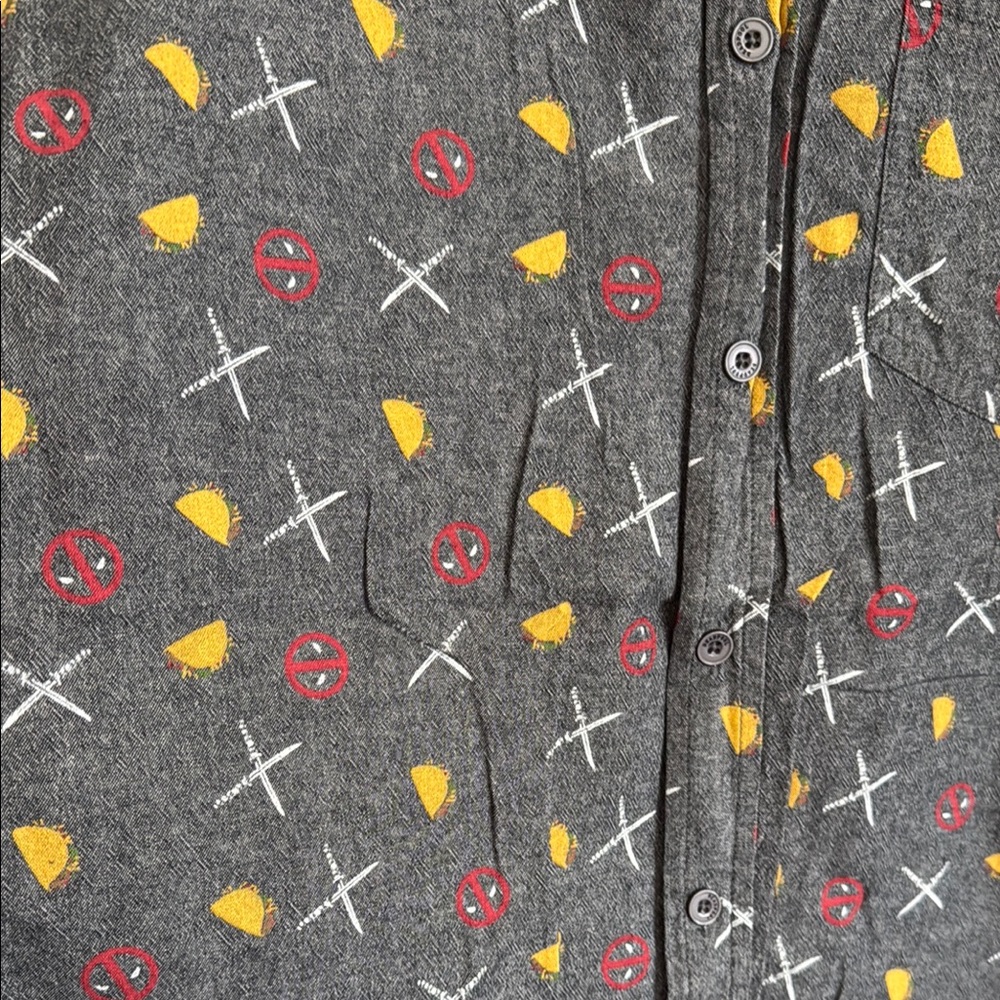 Marvel Deadpool Gray Button-Down Shirt - image 3